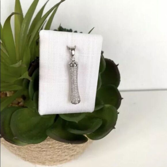 Breuning Nordstrom .925 Sterling Silver Crystal Bar Pendant Necklace NWT - Picture 3 of 8